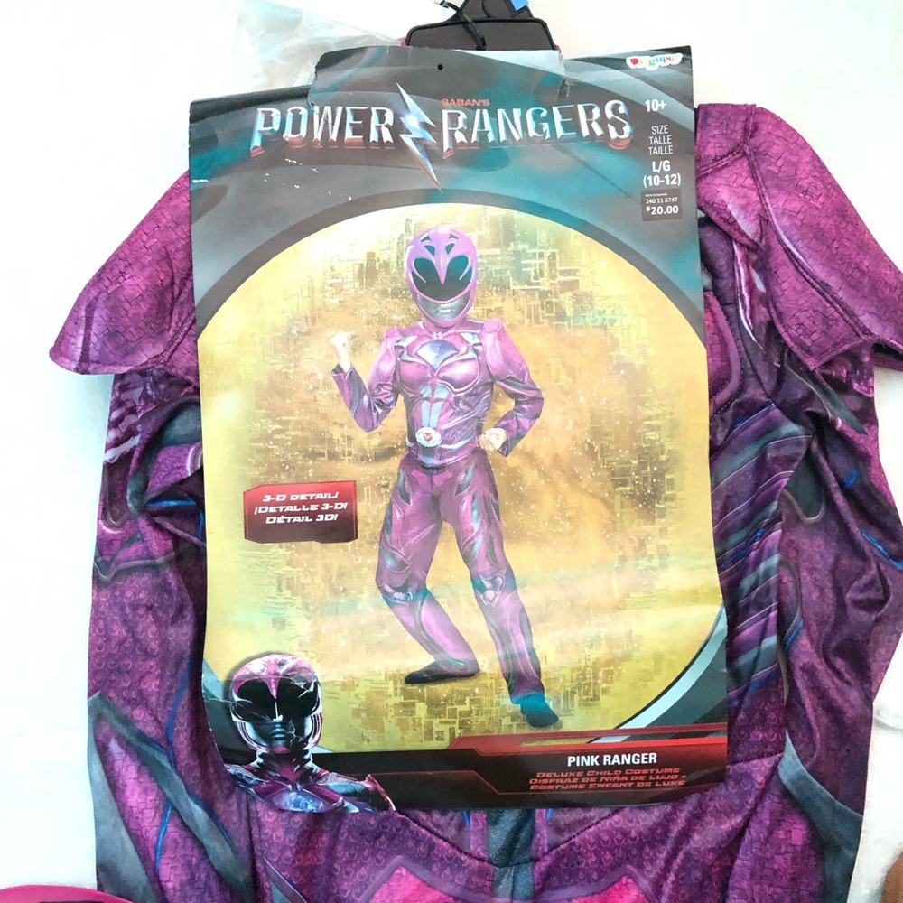 Pink power ranger costume with face mask